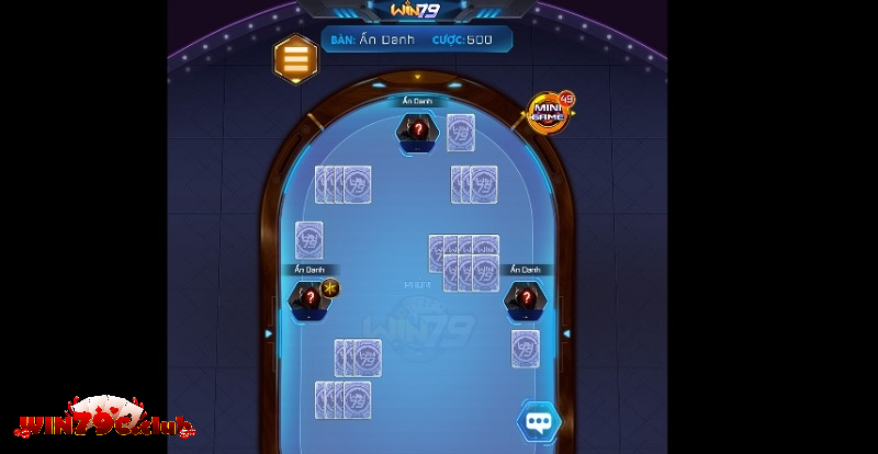 Vòng chơi của game Phỏm cơ bản tại cổng game bài Win79