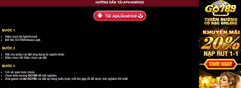 Download app cổng game bằng tệp apk cho hệ điều hành Android
